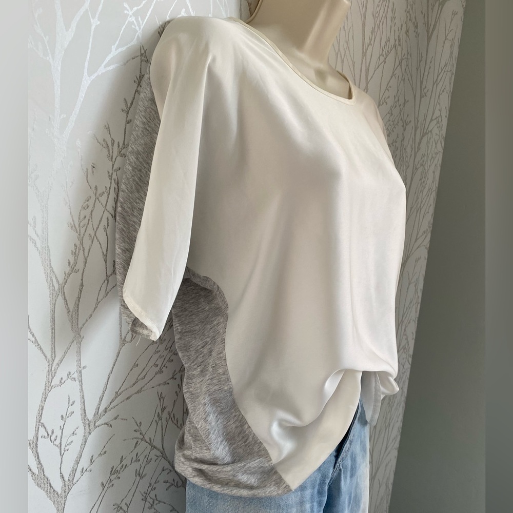 J. Crew ivory grey blouse